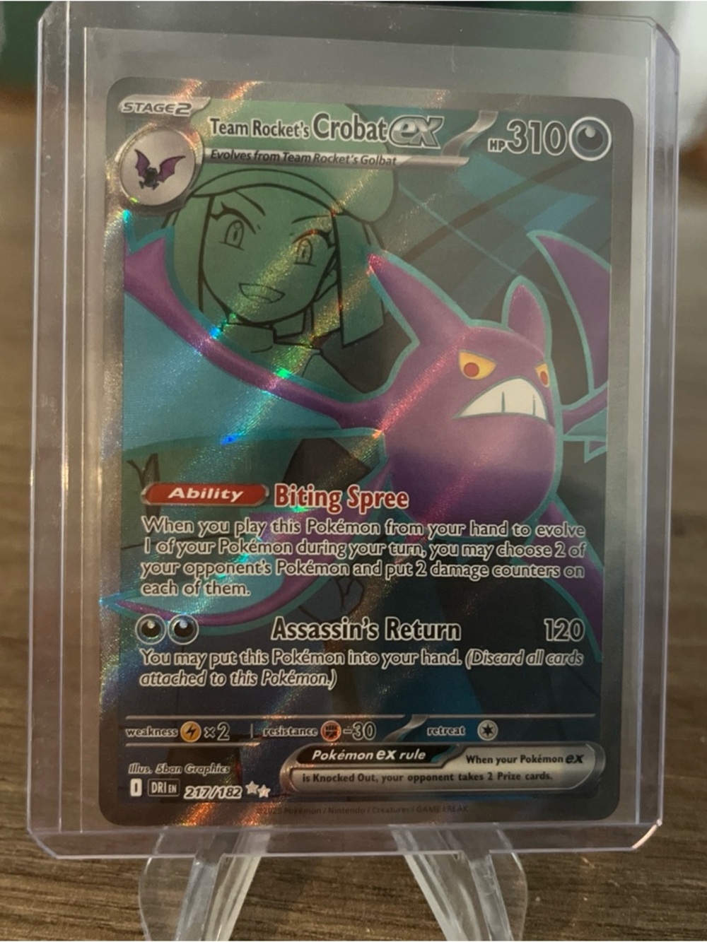Pokemon Team Rocket's Crobat ex Holographic Purple Blue Card